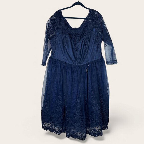 NEW CHI CHI MIDI Blue Lace with Tule Dress Size 20 US - Picture 3 of 8